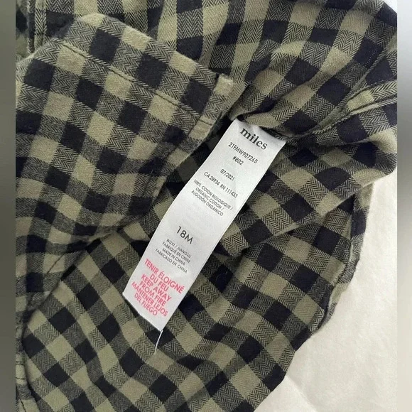 Miles the label black and green gingham baby boy shirt in 18M - Picture 5 of 5